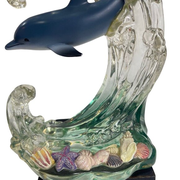 Lenox Dream of Dolphins Waves Seashells Acrylic Figurine 2001. 8 in H. - Picture 4 of 10
